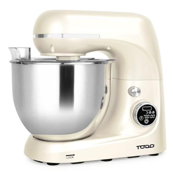 TODO 1100W Electric Stand Mixer 5.3L Stainless Steel Bowl Heated Fermentation LCD Touch Screen Control Cream
