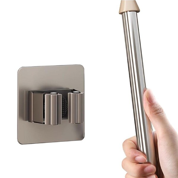 Stainless Steel Mop Clip Holder Broom Brush Hanger Wall Mount Bracket Bathroom Laundry Rust Free Tool Storage Grey