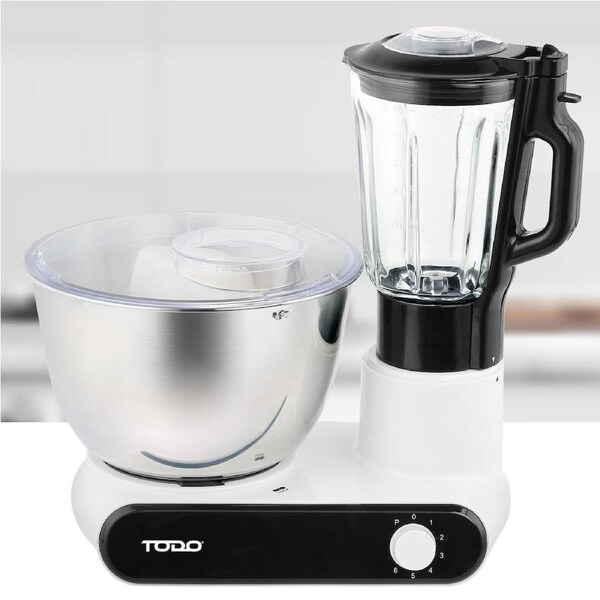 TODO Electric Stand Mixer 6L Stainless Steel Bowl Blender Attachment 7 Speed White