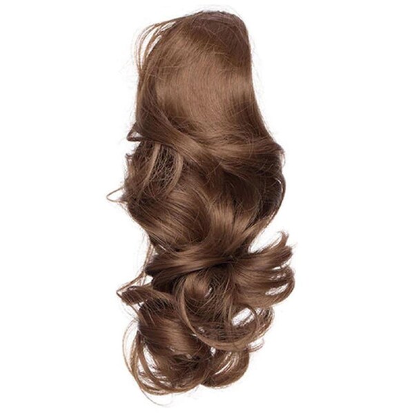 22" Hair Extension Brown High Grade Ponytail Ribbon Clamp Claw Wavy Brown
