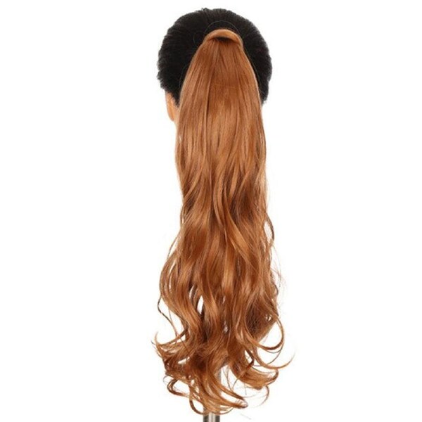 22" Chestnut Brown Hair Extension Quality Synthetic Hair Ponytail Curly Wavy Chestnut