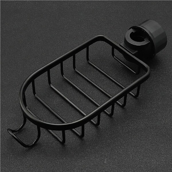 Kitchen Sponge Holder Faucet Caddy Bath Shower Storage Rack Aluminium Alloy Rust Free Waterproof - Black Black