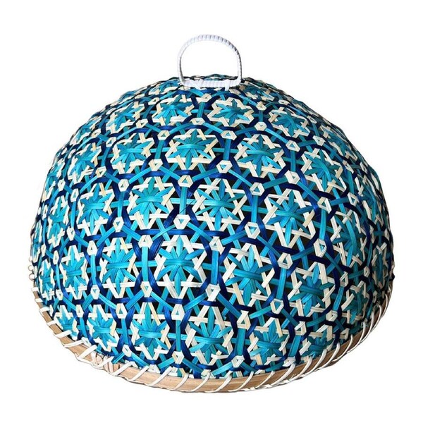 NF Living Bamboo Food Cover 35x17 Wood Kitchenware Blue