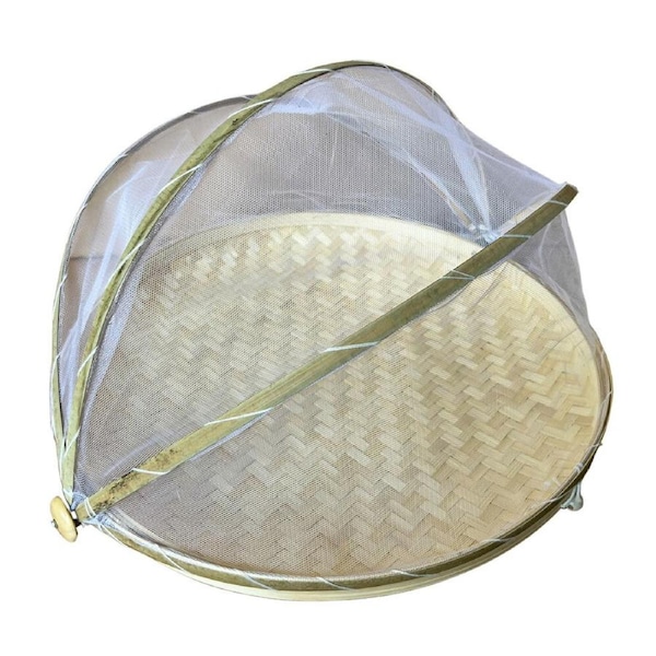 NF Living Mesh & Bamboo Cover 45x22cm Food Wood Tabletop Supplies Collapsible