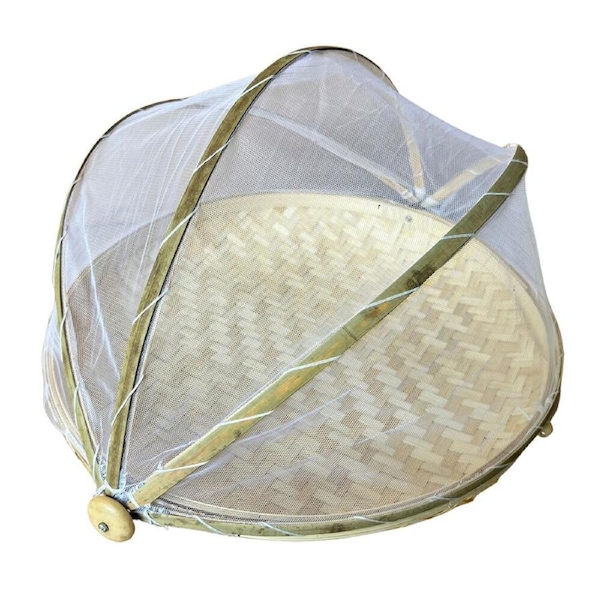 NF Living Mesh & Bamboo Cover 40x20cm Food Wood Tabletop Supplies Collapsible