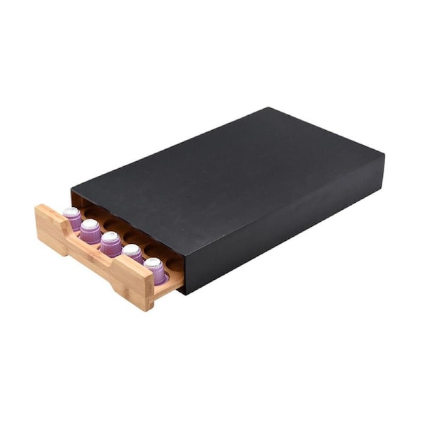 NF Living Bamboo Pod Storage 40x24x6 Coffee Capsule Drawer Home Décor Black