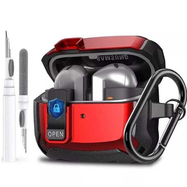 Red For Samsung Galaxy Buds3 Pro Case Buds 3 / 3pro Skin Cover with Cleaning Pen Kit