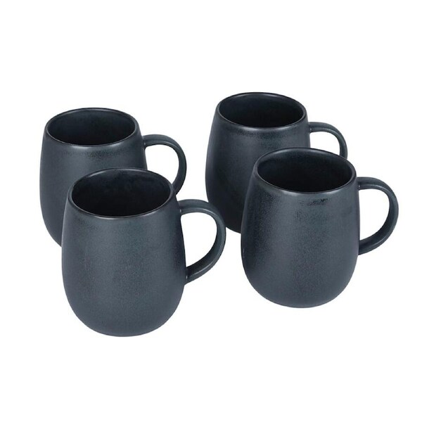 4pc NF Living Snug Mug 350ml Capacity Ceramic Mugs Stoneware Dinnerware Charcoal
