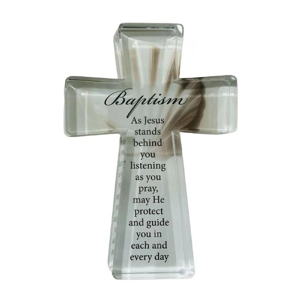 Glass Cut Standing Cross - Baptism