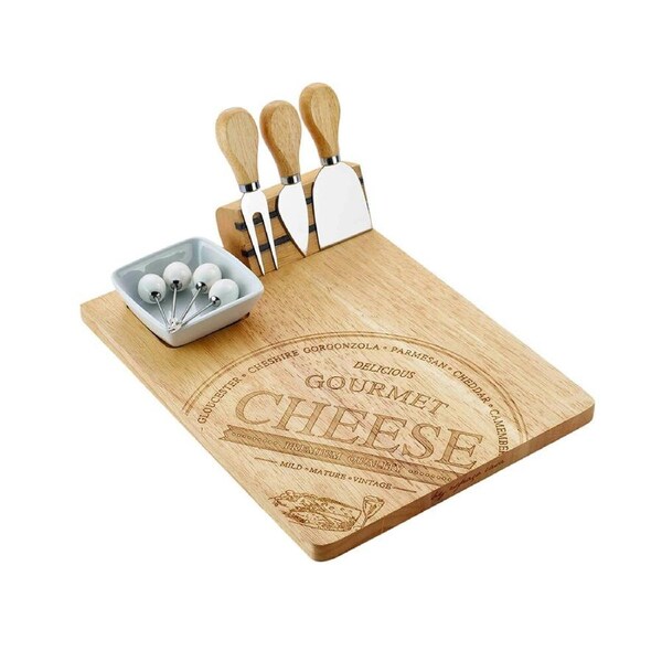 9pc NF Living Acacian Cheese Set 30x22.5 Board Dinnerware/Serveware Brown