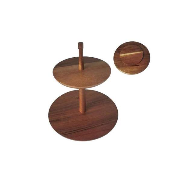 Essen Acacia Wood Tiered Stand 30x33 Serving Natural Finish Serveware Brown