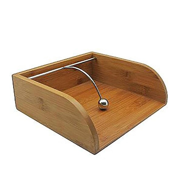 Essen Bamboo Napkin Holder 21x20x7 Dispenser Stainless Steel Tableware Beige