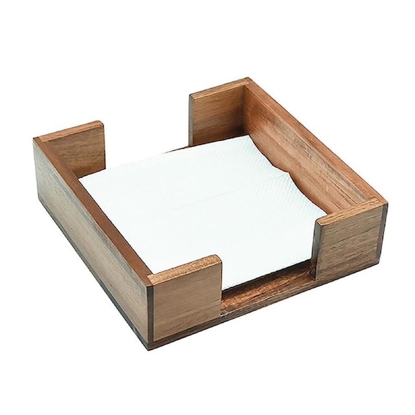 Essen Acacia Napkin Holder 20x20x6 Elegant Kitchen Linen Wood Tableware Beige