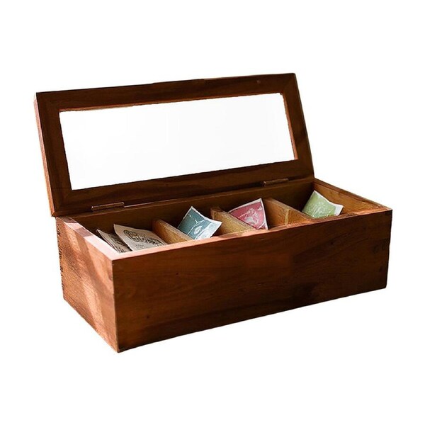 Essen Acacian Spice/Tea Box 26x9 Wooden Spice Container Kitchen Organisers Brown