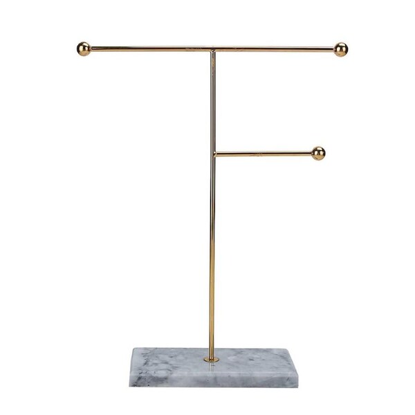 NF Living Jewellery Stand 17x34 Elegant Design Marble Metal Organizer Gold