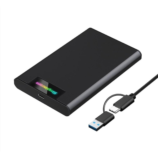 Simplecom SE239 Tool-free 2.5' SATA HDD SSD to USB-C Enclosure with RGB Lights USB 3.2 Gen 2 2 interface, utilize full speed of SATA SSD up to 6Gbps