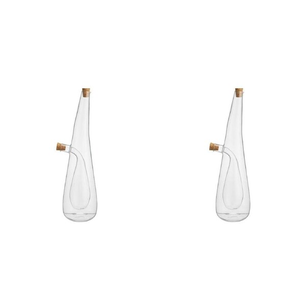 2PK NF Living Duel Oil & Vinegar Cruet 450ml Dual Chamber Glass Kitchenware