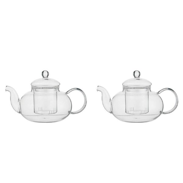 2PK NF Living 600ml Nina Glass Teapot Modern Design Kitchenware Clear