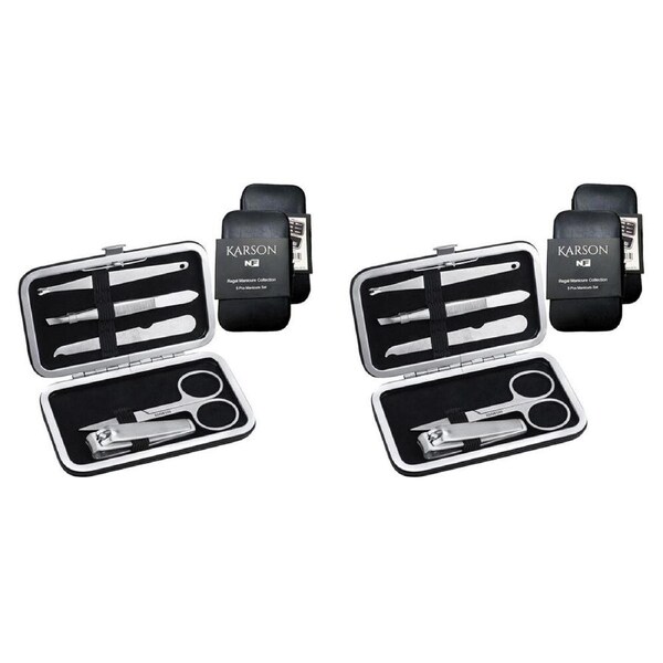 2x 5pc NF Living Karson Manicure Set 11x7 Collection Leather Metal Personal Care