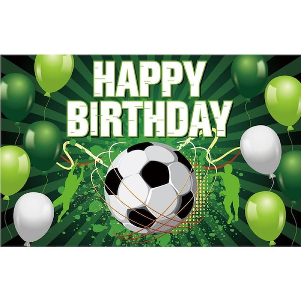 Happy Birthday Soccer Ball Backdrop Banner Cloth Photo Party Large Decoration