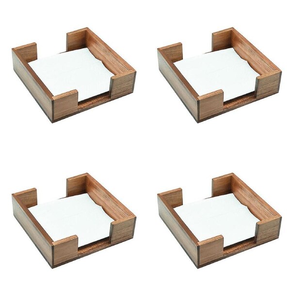 4PK Essen Acacia Napkin Holder 20x20x6 Elegant Kitchen Linen Tableware Beige