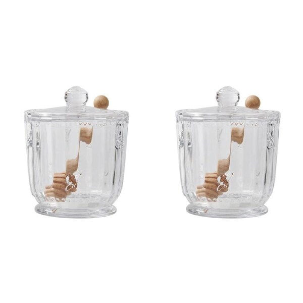 2PK NF Living Honey Vessel 350ml 9.5x11.5cm Jar Glass Kitchen Organisers Clear
