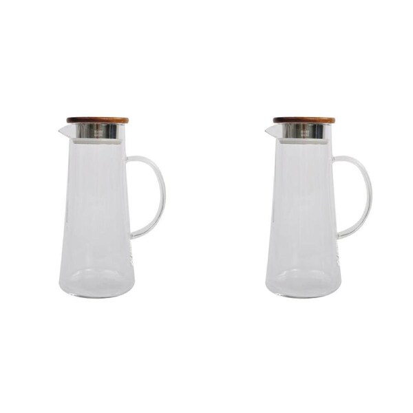 2PK NF Living Acacia Lidded Glass Jug 1450ml Elegant Dinnerware/Serveware Clear
