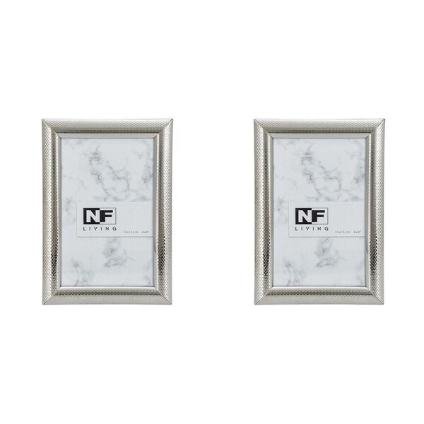 2PK NF Living Shine Bright Photo Frame 4x6 Modern Design Metal Silver