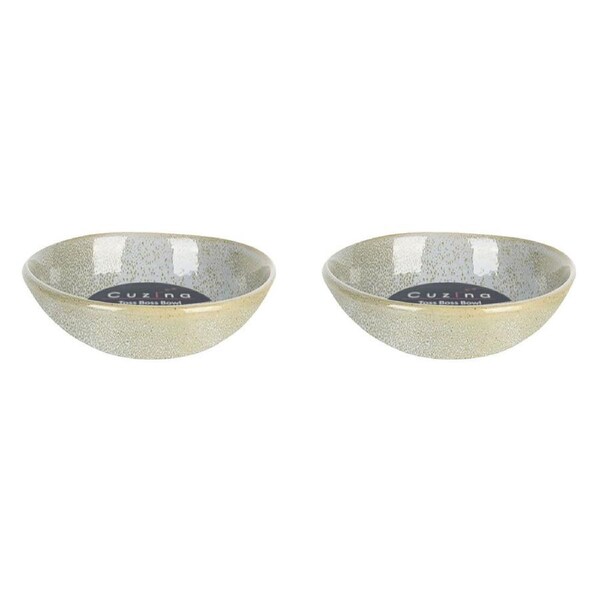 2PK NF Living Salad Bowl 27x27x8 Ceramic Durable Stoneware Serveware Green