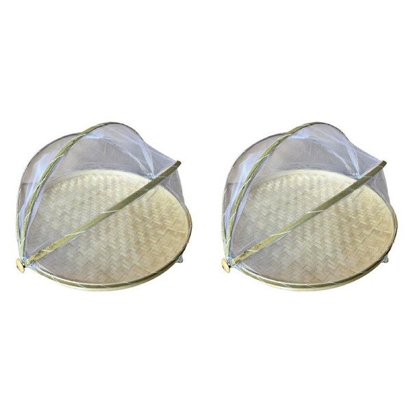 2PK NF Living Mesh & Bamboo Cover 45x22cm Food Tabletop Supplies Collapsible