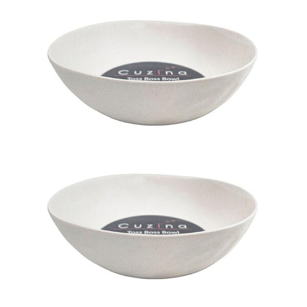 2PK NF Living Salad Bowl 27x27x8 Ceramic Durable Stoneware Serveware White
