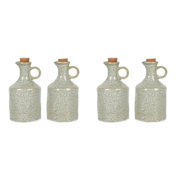 2x 2pc NF Living Oil Vessel 450ml Ceramic Bottles Stoneware Kitchenware Green