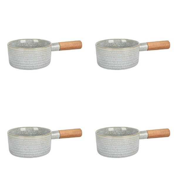 4PK NF Living Handled Bowl 28x15.5x7 Ceramic Durable Stoneware Serveware Green