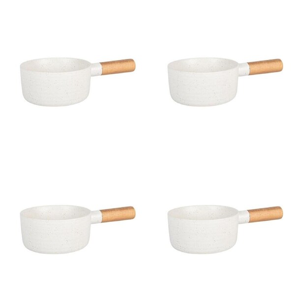 4PK NF Living Handled Bowl 28x15.5x7 Ceramic Durable Stoneware Serveware White