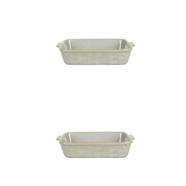 2PK NF Living Rectangular Bake Dish 24x15x5 Durable Ceramic Bakeware Green