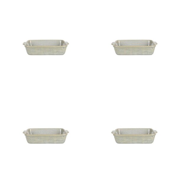 4PK NF Living Rectangular Bake Dish 24x15x5 Durable Ceramic Bakeware Green