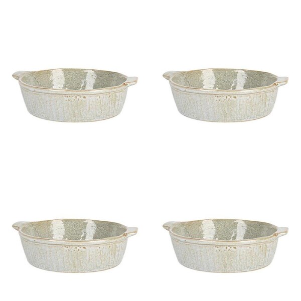 4PK NF Living Round Baker 22x19.5x6 Durable Ceramic Baking Dish Bakeware Green