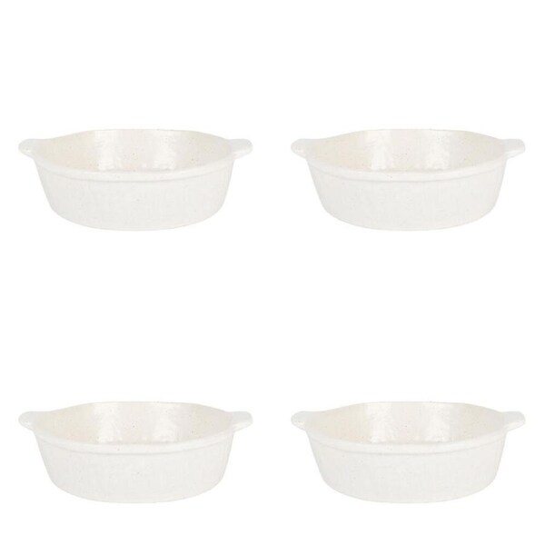 4PK NF Living Round Baker 22x19.5 Durable Ceramic Baking Dish Bakeware White