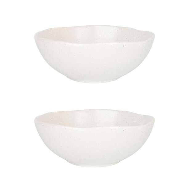 2PK NF Living Salad Bowl 25x10 Ceramic Durable Stoneware Serveware White