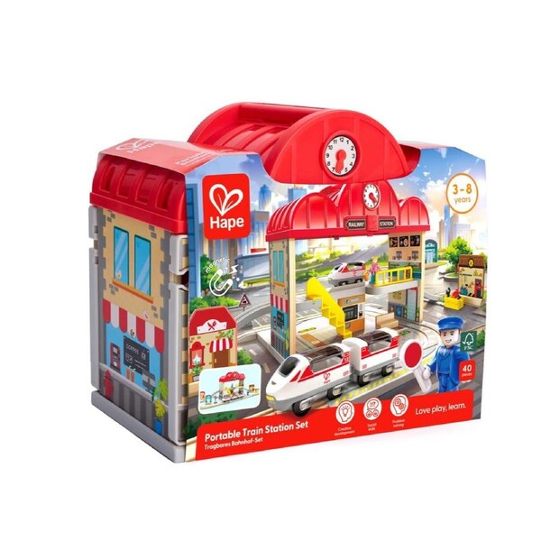 Hape Portable Train Station Playset