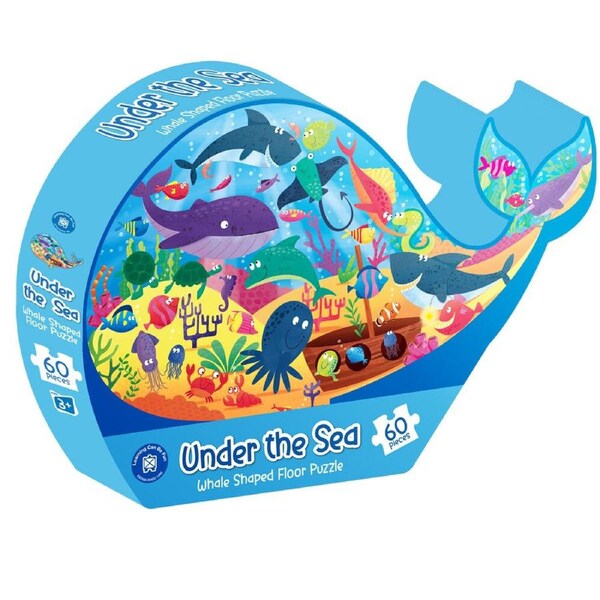 60pc Learning Can Be Fun Kids Floor Puzzle Set Under the Sea: Whale
