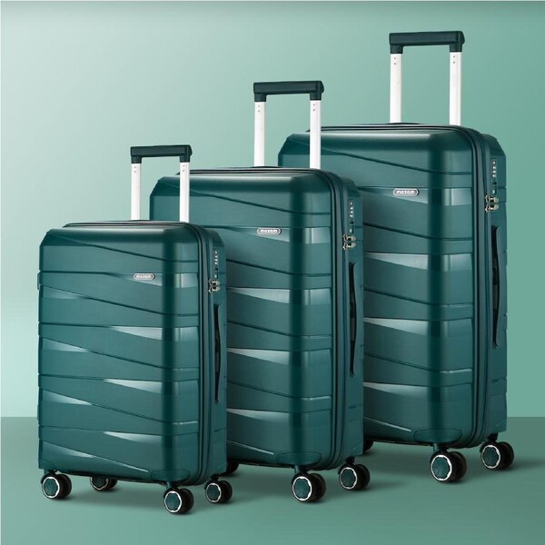 Mazam 1/3PCS Luggage Suitcase Trolley Set Travel TSA Lock Storage PP Case 3PCS 20"+24"+28" / Green