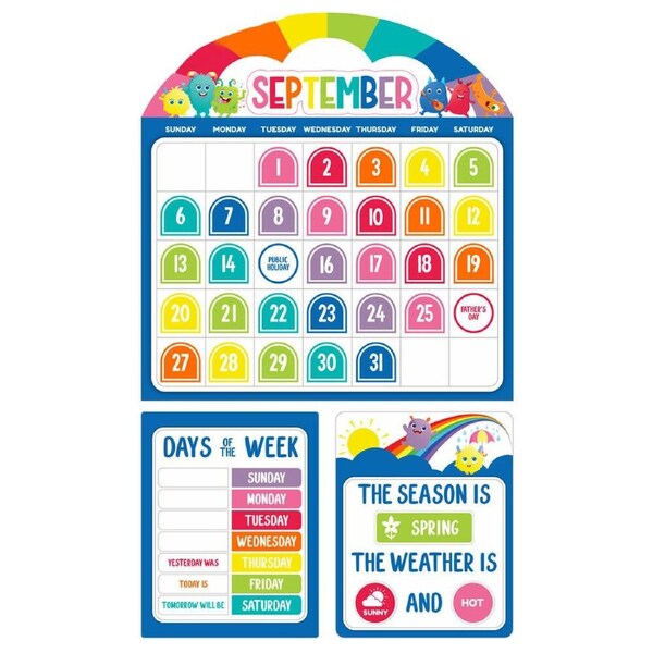 93pc Learning Can Be Fun Magnetic Calendar Bulletin Board Set Giggle & Grow