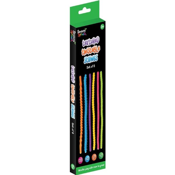 6pc Sensory Sprouts Textured Twistable Strings Set Kids Toy Multicoloured