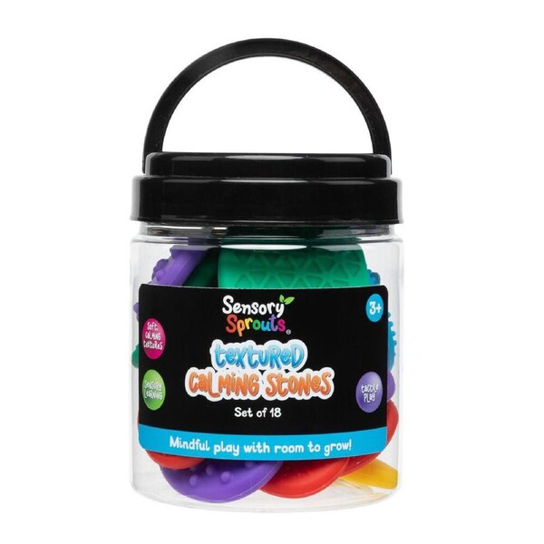 18pc Sensory Sprouts Textured Calming Stones Set Kids Toy Multicoloured