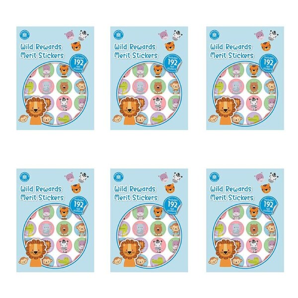 6x 192pc Learning Can Be Fun Wild Rewards Merit Sticker Book 28mm