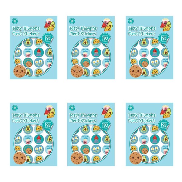 6x 192pc Learning Can Be Fun Tasty Triumphs Merit Sticker Book 28mm