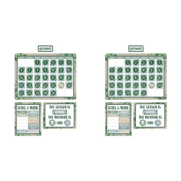 2x 93pc Learning Can Be Fun Essentials Calendar Bulletin Board Set Eucalyptus
