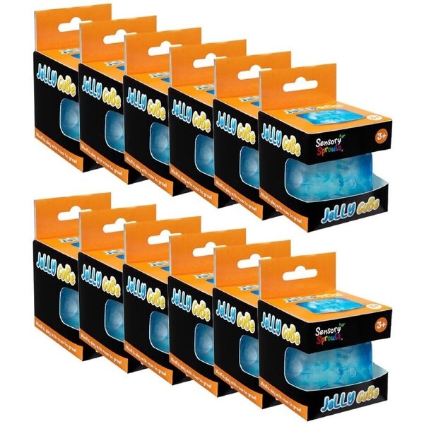 12PK Sensory Sprouts Snowflake Filled Jelly Fidget Cube Kids Toy Blue