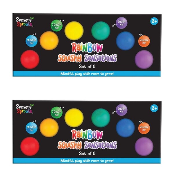 2x 6pc Sensory Sprouts Rainbow Squishy Sensations Set Kids Toy Multicoloured
